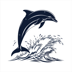 silhouette dolphin on white background