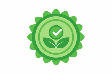 circular green organic seal flower badge
