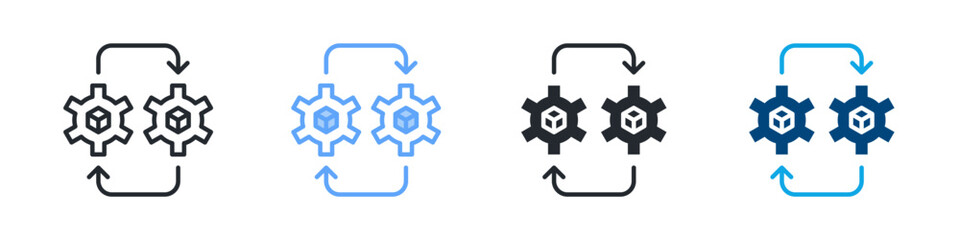 Product Development Icon Set Multiple Style. Design In Outline, Blue, Glyph, Dualtone