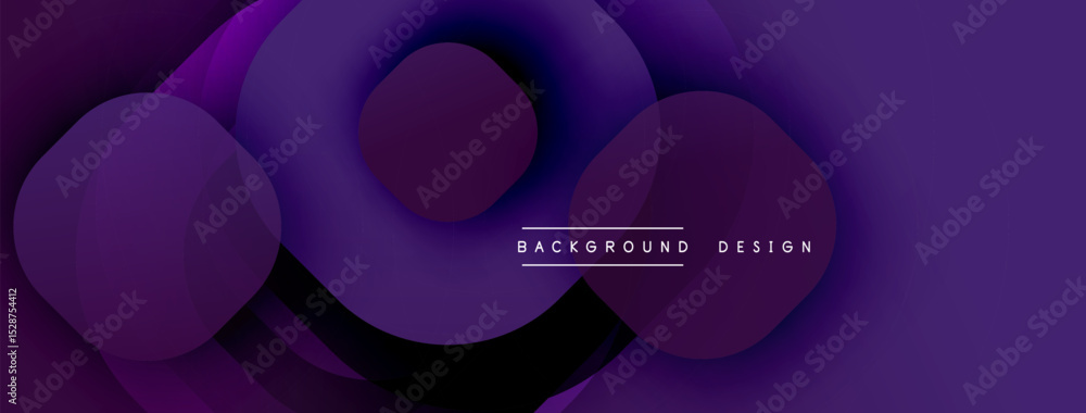 Poster abstract purple layers create dynamic flowing shapes. modern design features gradients, curves, text