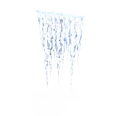 Row of Hanging Icicles from Roof Edge Isolated on Transparent Background