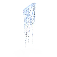 Row of Hanging Icicles from Roof Edge Isolated on Transparent Background