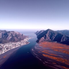Fototapeta premium Aerial view of a coastal valley