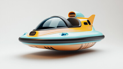 Futuristic Hover Car with White Background. Sleek hover car with aerodynamic design, ideal for technological or transportation-related applications.