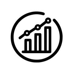 Minimal Black Line Bar Chart Icon for Business Analytics