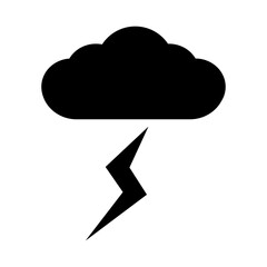 シンプルな雲と雷のシルエットイラスト