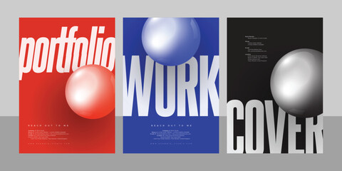 portfolio cover, poster with 3d elements