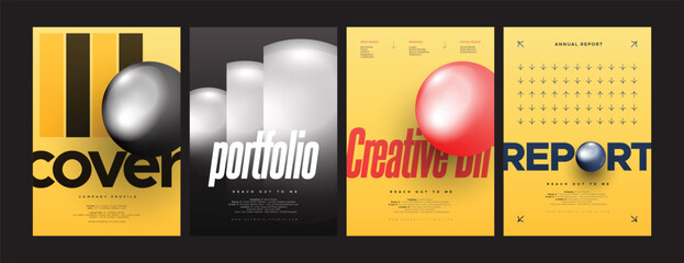 portfolio cover, poster with 3d elements