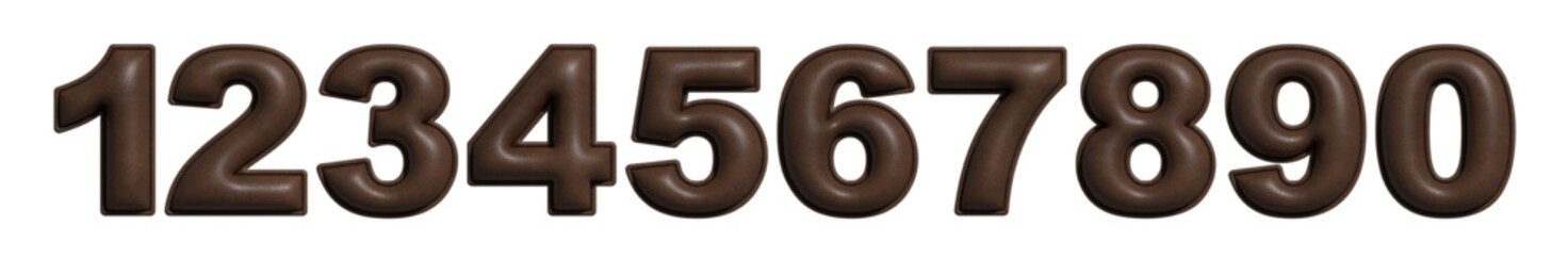 Puffed Leather Number Icons Made from Genuine Cowhide