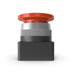 Red Emergency Stop Button Switch Isolated on Transparent Background