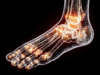 3D anatomical foot with highlighted joints