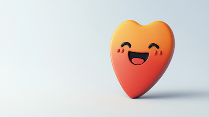 Smiling Heart Emoji with Colorful Gradient Illustration on Bright Background. A cheerful heart emoji with a vibrant gradient design, symbolizing joy, happiness, and positivity.