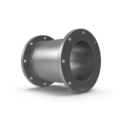 Metal Pipe Spool with Flanged Ends Isolated on Transparent Background