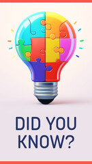 Did You Know Bulb Puzzle Pieces Colorful Vertical Text 