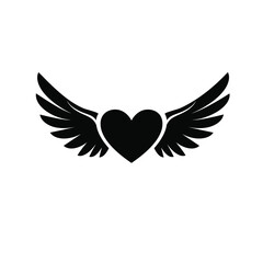 Heart with wings love symbol romantic design