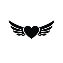 Heart with wings love symbol design graphic