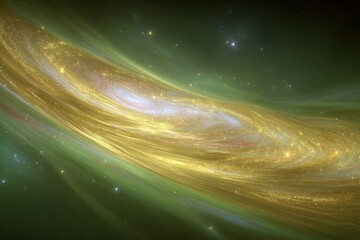 Abstract swirling golden galaxy