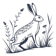 silhouette rabbit on white background
