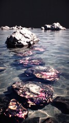 Aquatic rock path in shallow water