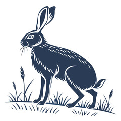 silhouette rabbit on white background