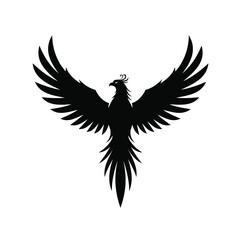 Majestic black phoenix wings spread wide