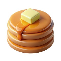 3d realistic pancakes with butter and syrup render