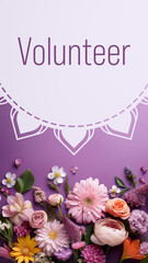 Volunteer Floral Purple Circular White Mandala Vertical Text 