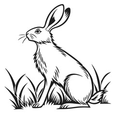 silhouette rabbit on white background