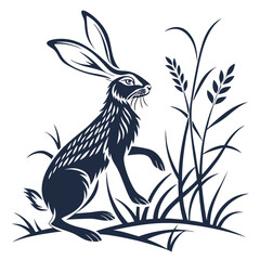 silhouette rabbit on white background