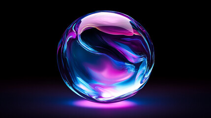 dynamic 3D gradient sphere glowing on dark background