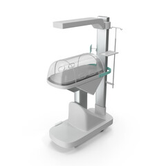 Advanced Neonatal Incubator with Overhead Warmer Isolated on Transparent Background