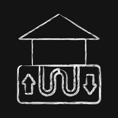 Icon geothermal heat pump. Renewable energy elements. Icon in chalk style.