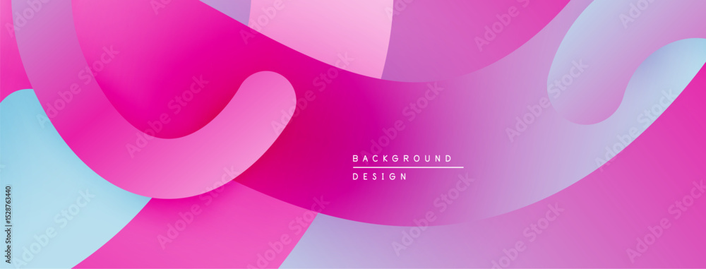 Poster Abstract flowing shapes, vibrant pinks, blues create modern background. Smooth gradients, dynamic composition.