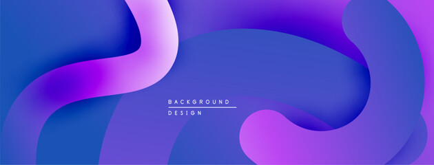 Abstract fluid shapes, vibrant purple hues, smooth gradients create modern background design. Minimalist aesthetic, dynamic composition.