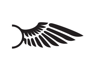 Single Dark Wing Detailed Silhouette Against Solid Black Background