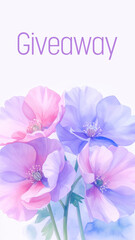 Giveaway Floral Watercolor Purple Pink Blue Bottom Vertical Text 