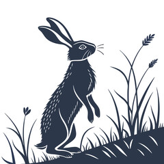 silhouette rabbit on white background