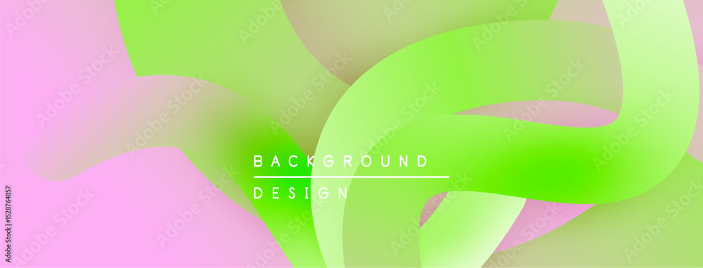 Poster Abstract fluid shapes, pinks, greens blend. Modern design, soft gradients create dynamic visual texture. Background element.