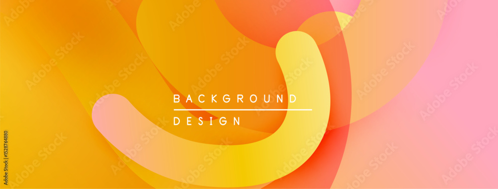 Aufkleber Abstract fluid shapes, warm color palette. Orange, yellow, pink gradients create dynamic visual effect. Modern design element.