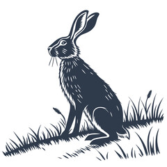 silhouette rabbit on white background