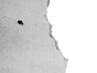 old crack cement wall border isolated