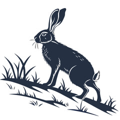 silhouette rabbit on white background