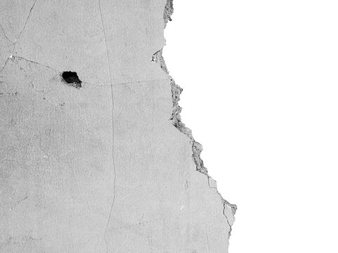 old crack cement wall border isolated