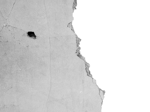 old crack cement wall border isolated