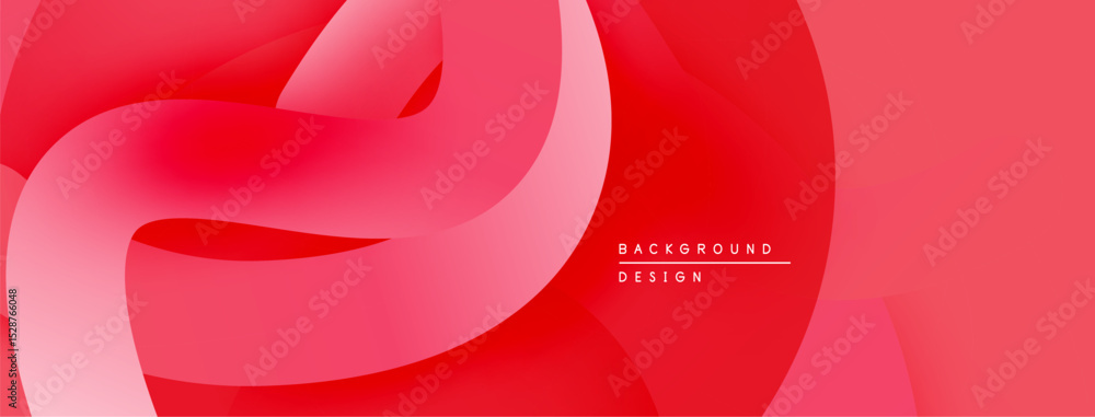 Poster Abstract red design. Smooth flowing shapes create dynamic visual impact. Gradient shades offer depth, modern aesthetic.