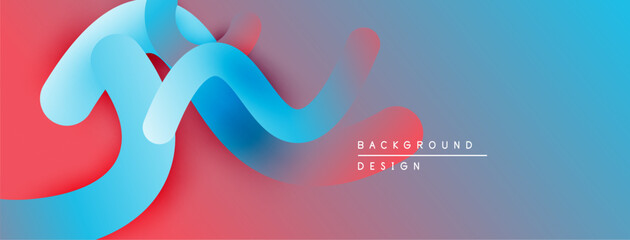 Abstract fluid shapes, vibrant colors blend. Red, blue gradients create dynamic visual effect. Modern design element.