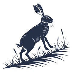 silhouette rabbit on white background