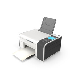 Modern Inkjet Printer with Paper Output Isolated on Transparent Background