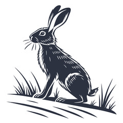 silhouette rabbit on white background