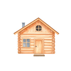 Small wooden residential house isolated on a white background, perfect for architectural and real estate design